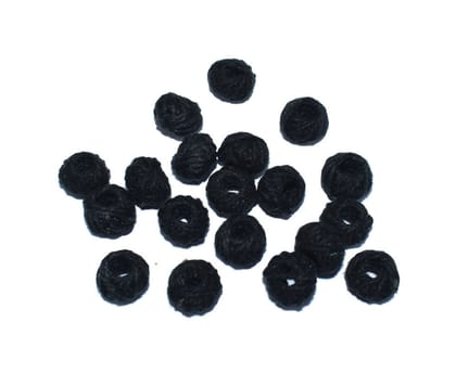 Black Cotton Thread Round Beads 12x8 mm for Jewellery Making, Beading, Arts and Crafts and Embroidery Work , TCB-007-Per Packet of 100 Pcs / 12X8 MM