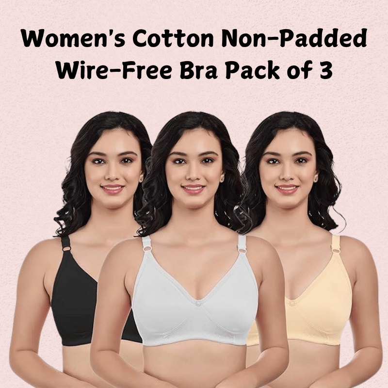 Women’s Cotton Non-Padded Wire-Free Bra Pack of 3