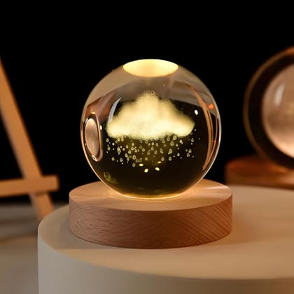 Cloud Rain Crystal Ball Night Lamp (Warm White)
