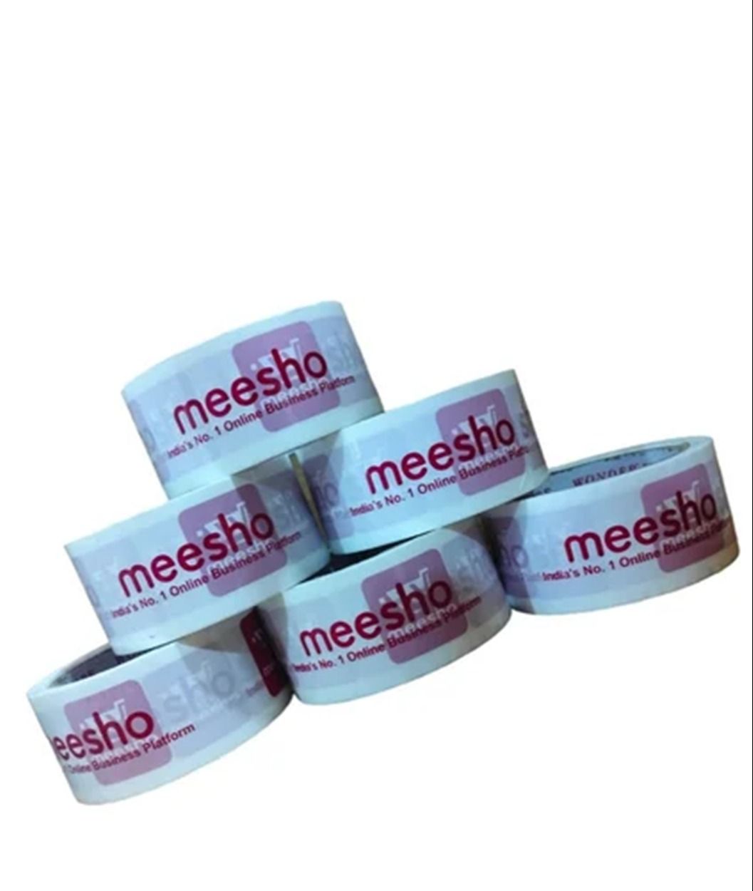 Self Adhesive Meesho Printed Packing Tape (Pack of 6) - 65 Meters in Length - 2 Inch (48mm) Width, for E-Commerce Box Packing