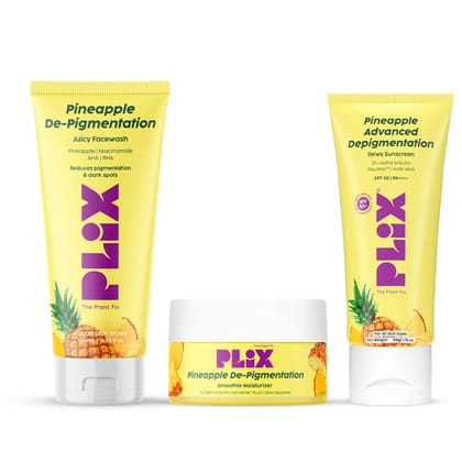The Plant Fix Plix Pineapple Depigmentation Regime for Bright & Even Skin|With Juicy Cleanser, Smoothie Moisturizer & Sunscreen with SPF 50 PA++++|Reduces Pigmentation & Dark Spots|All Skin Types The Plant Fix Plix Pineapple Depigmentation Regime for Bri The Plant Fix Plix Pineapple Depigmentation Regime for Bright & Even Skin|With Juicy Cleanser, Smoothie Moisturizer & Sunscreen with SPF 50 PA++++|Reduces Pigmentation & Dark Spots|All Skin Types The Plant Fix Plix Pineapple Depigmentation Regime for Bri