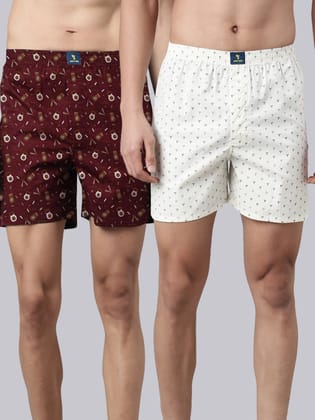 2 Pack Printed Cotton Boxers-M