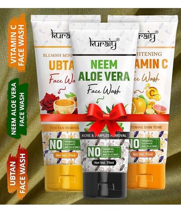 KURAIY Face Wash Soothing Clear Calming Facial Cleanser 225ml pack of 3