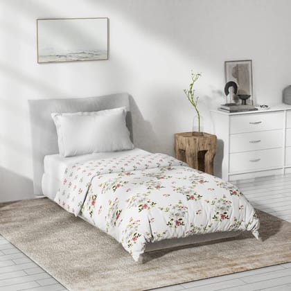 DDECOR - Primary Collection 100% Cotton Floral Pattern VOL Single Dohar|137 CM X 229 CM| - White