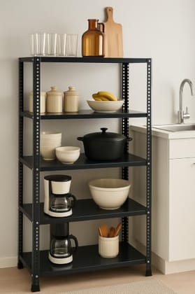 SPACIOUS® Slotted Angle Rack 5 Shelves Multipurpose Storage Rack Fine Finish Metal Shelving Unit for Home
