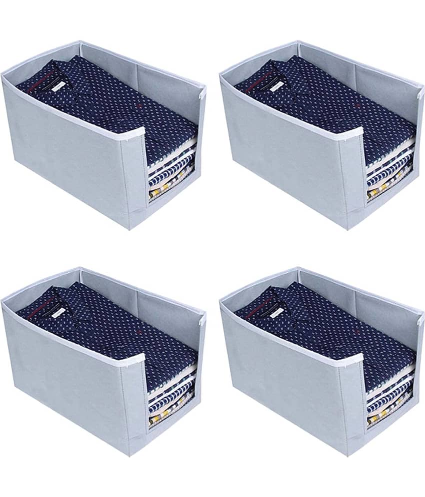 SH. NASIMA Foldable Non Woven Shirt Stacker Closet Organizer (Pack of 4)