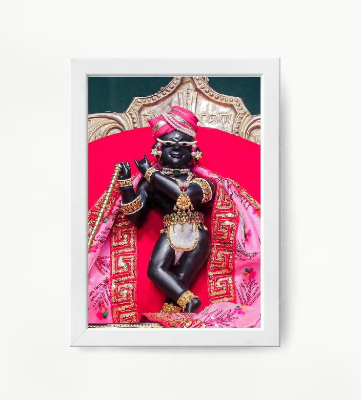 NOKKES Radha Raman Ji Vrindavan Radha Raman Thakur Ji White Photo Frames Religious Photo frame 5X7 Inch Photo Frame_QWW63