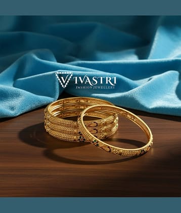 VIVASTRI Gold Bangle Set ( Pack of 4 )