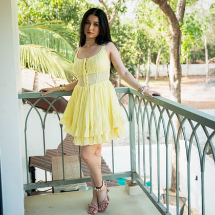 Citrus Splash Short Dress-XS