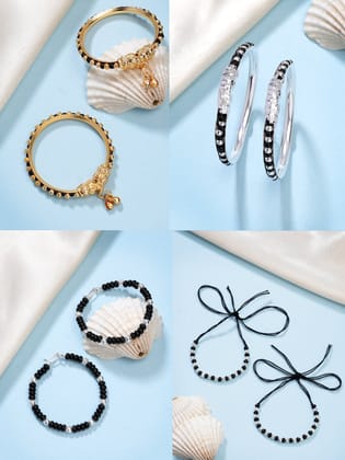 NVR Kids Pair of 4 Rhodium-Plated Artificial Beads Nazariya Kada Bracelet-Onesize / Multi / Brass