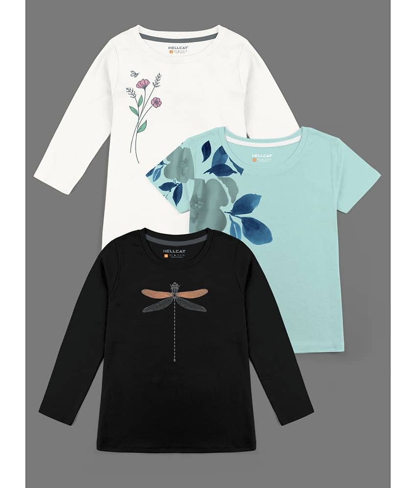 HELLCAT Pack of 3 Girls Cotton Blend T-Shirt ( Multicolor )