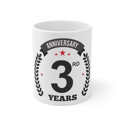 DARSHANS Ceramic 3rd Anniversary Printed Coffee Mug (Color: White, Capacity:330ml) DARSHANS Ceramic 3rd Anniversary Printed Coffee Mug (Color: White, Capacity:330ml)