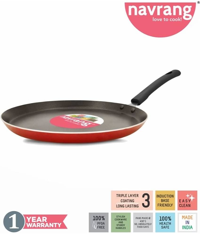 Navrang Non Stick Aluminium Dosa Tawa Induction Friendly  275mm,Red