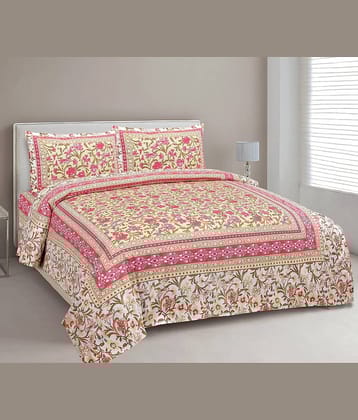 CLOTHORO Cotton 1 Double King Bedsheet with 2 Pillow Covers ( Multicolor )