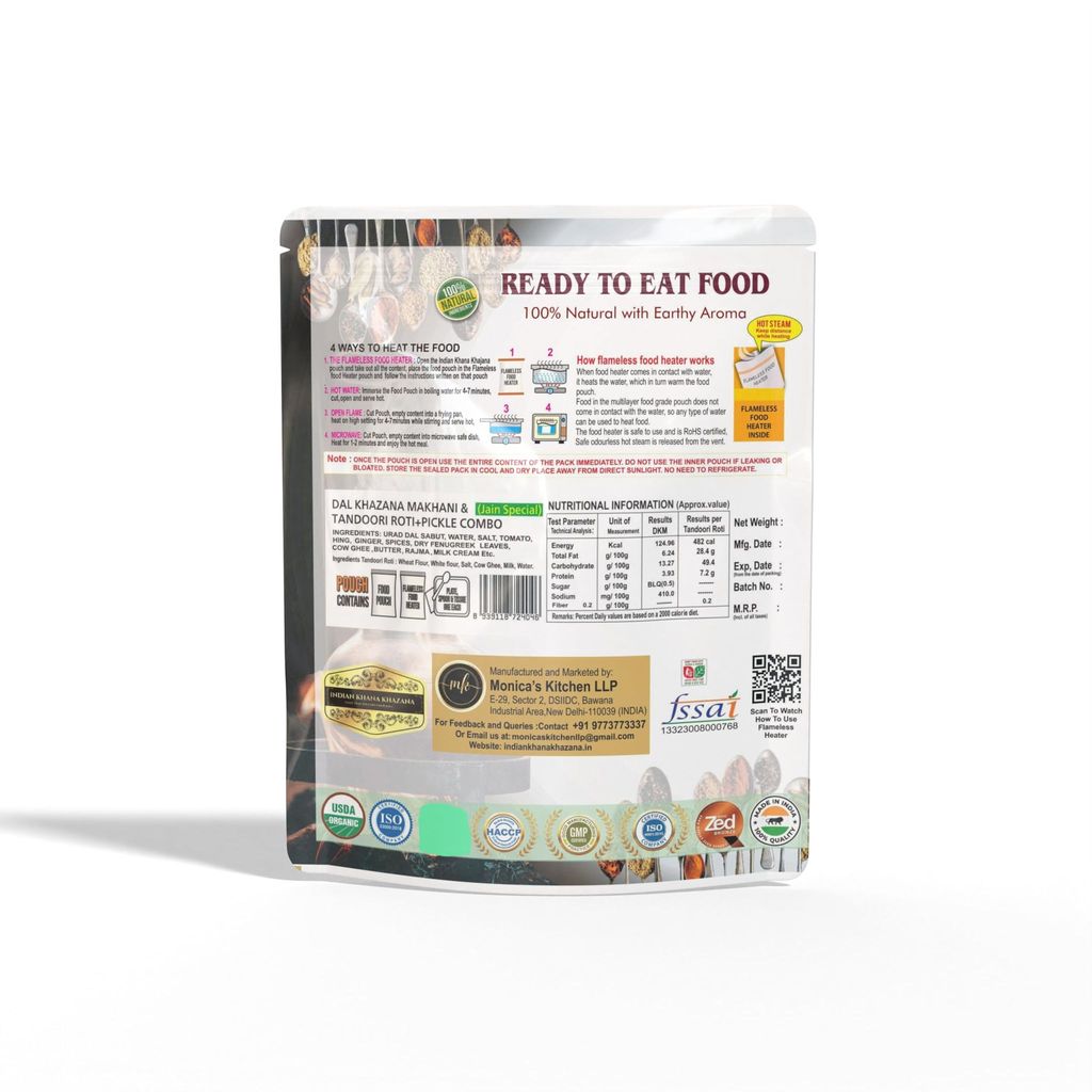 INDIAN KHANA KHAZANA Dal Khazana Makhani & Tandoori Roti + Pickle Combo | Tasty Flavour Ready to Eat Food Dal Khazana Makhani & Tandoori Roti + Pickle Combo | No Added Preservative and Colours