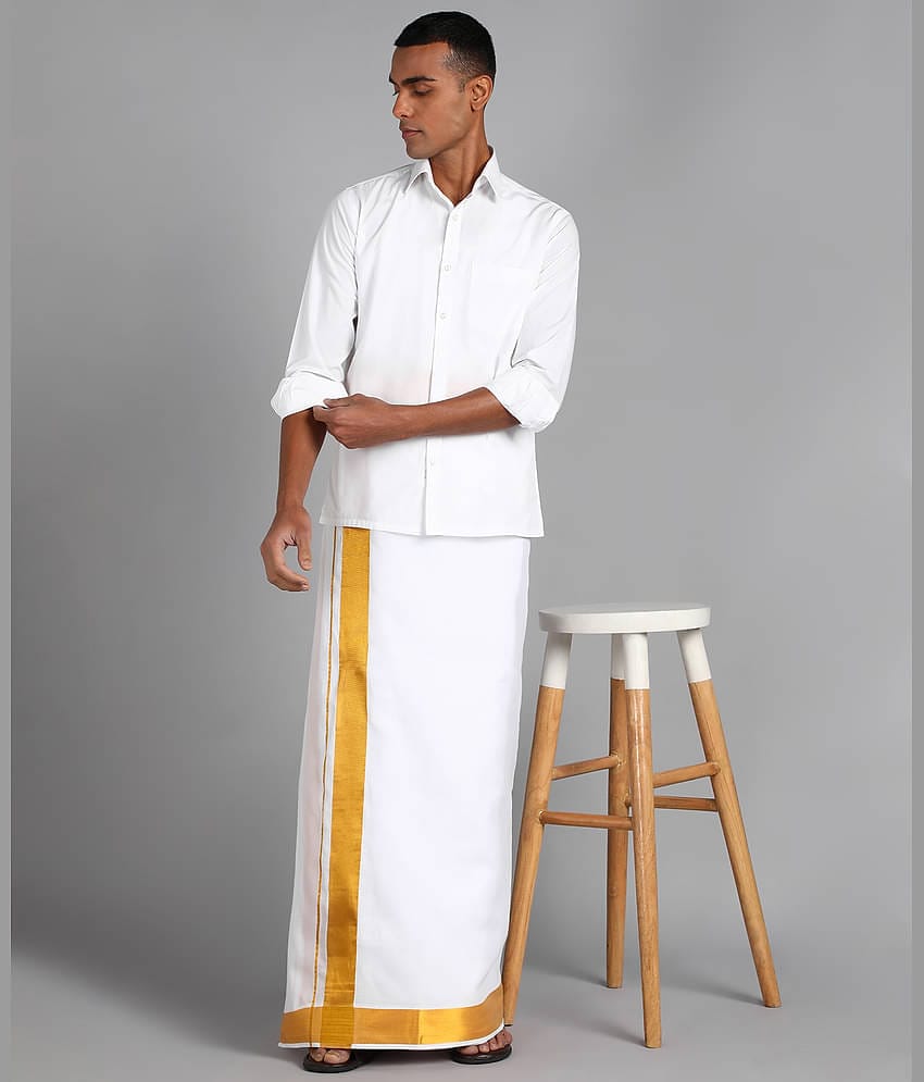 Shyam Handloom Cotton Men's Dhoti White ( Pack of 1 )