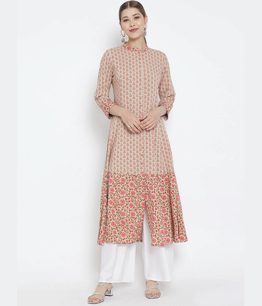 Yash Gallery - Multicolor Rayon Women's Front Slit Kurti ( Pack of 1 )