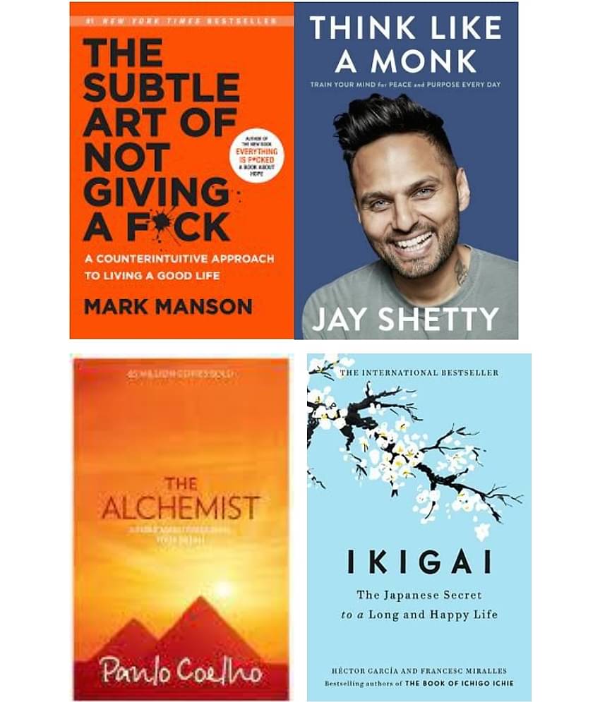 Books Combo (Ikigai, Think Like A Monk, Alchemist  The Subtle Art Of Not Giving )- Paperback