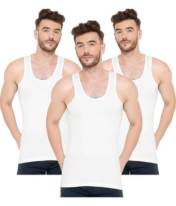 INNERO Pack of 3 Cotton Basic Vest For Men ( White )