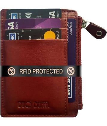 RFID Protected Men Genuine Leather Zip Clouser Card Holder