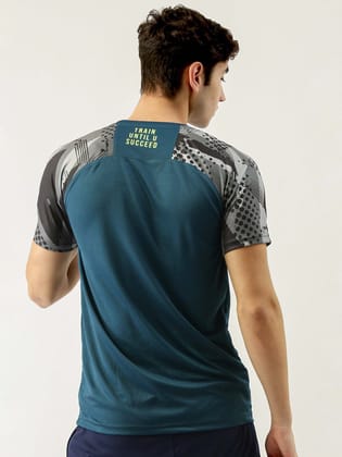 Camou Train Teal Blue Sports T-shirt-S / Blue