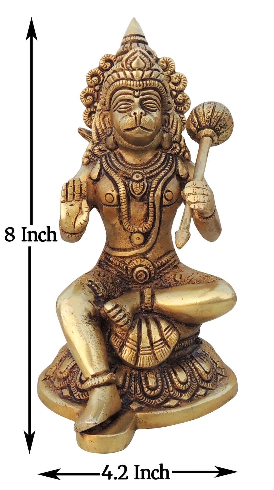 Brass Showpiece Hanuman Ji Statue Idol - 4.2*4.7*8 Inch (BS1527 G)