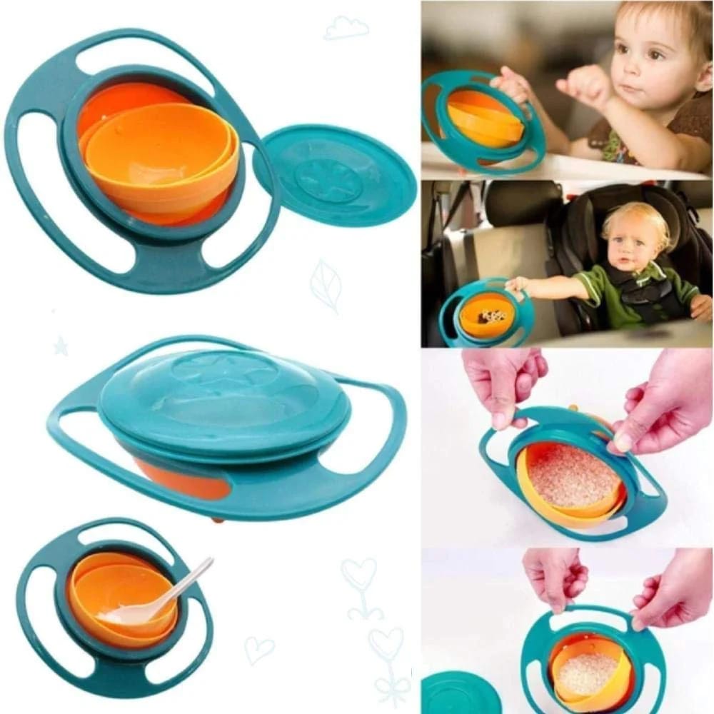 Portable Non Spill Feeding Toddler Gyro Bowl 360 Degree Rotating Dish/Bowl for lunch