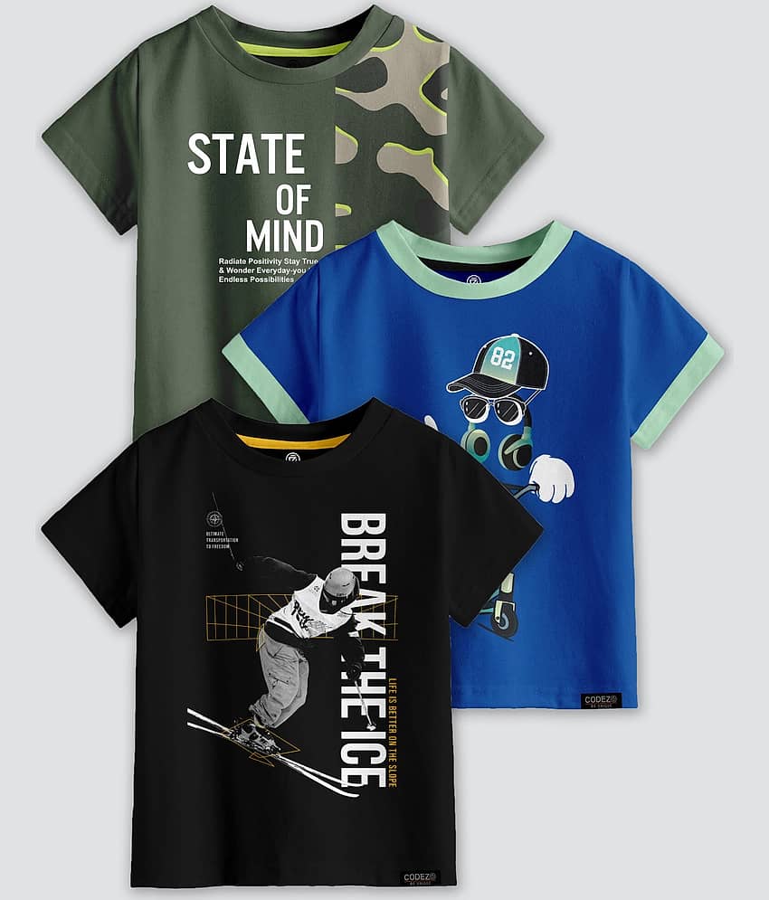 CODEZ Pack of 9 Boys Cotton Blend T-Shirt ( Multi Color )