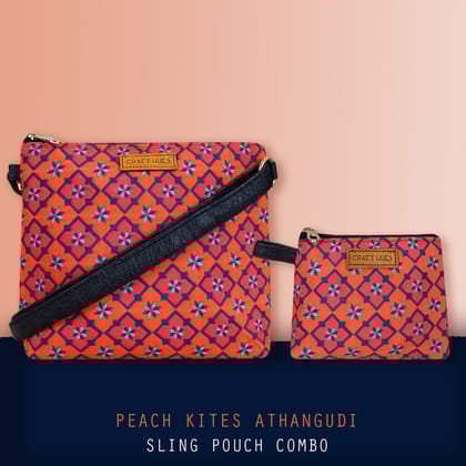 Peach kites Tile Sling Pouch Combo