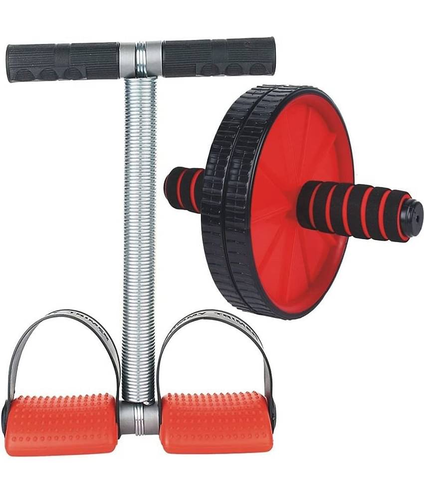 FITNESS INDIA Tummy Trimmer & AB Roller (Combo of 2) Pull Reducer Waist Trimmer Body Toner Abs Exerciser Home Gym Exercise Equipment