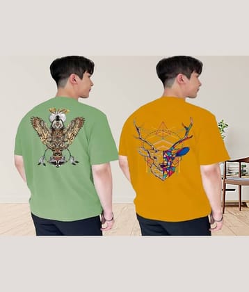 Kintu Parantu Polyester Regular Fit Printed Half Sleeves Men's Round T-Shirt - Multicolor12 ( Pack of 2 )