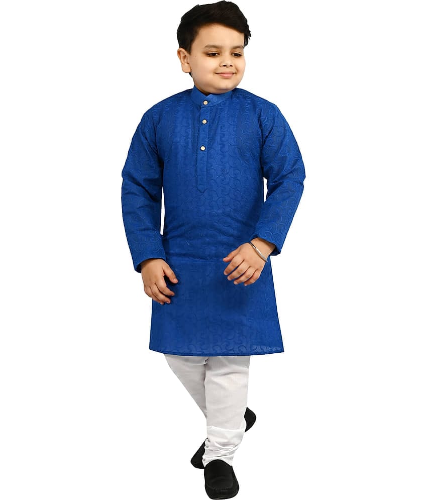 Arshia Fashions Boys Cotton Blend Abstract - Pattern Kurta Pant Set ( Yellow , Pack of 1 )