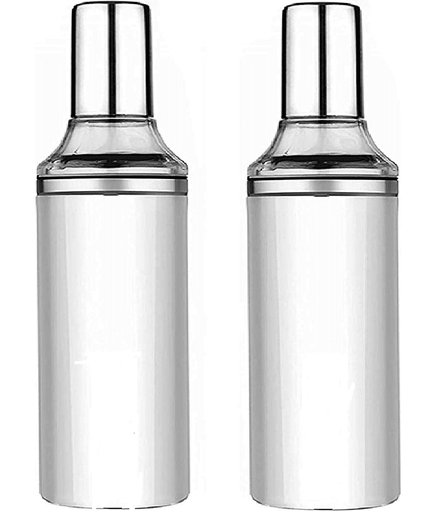 ATROCK Oil Dispenser 1litre Steel Silver Oil Container ( Set of 2 )