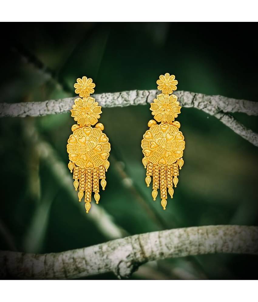 Drashti Collection Golden Chandbalis Earrings ( Pack of 1 )