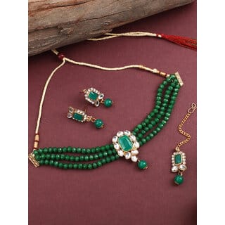 Green Crystal Kundan Beautiful All Occasions 4pc  Jewellery Set
