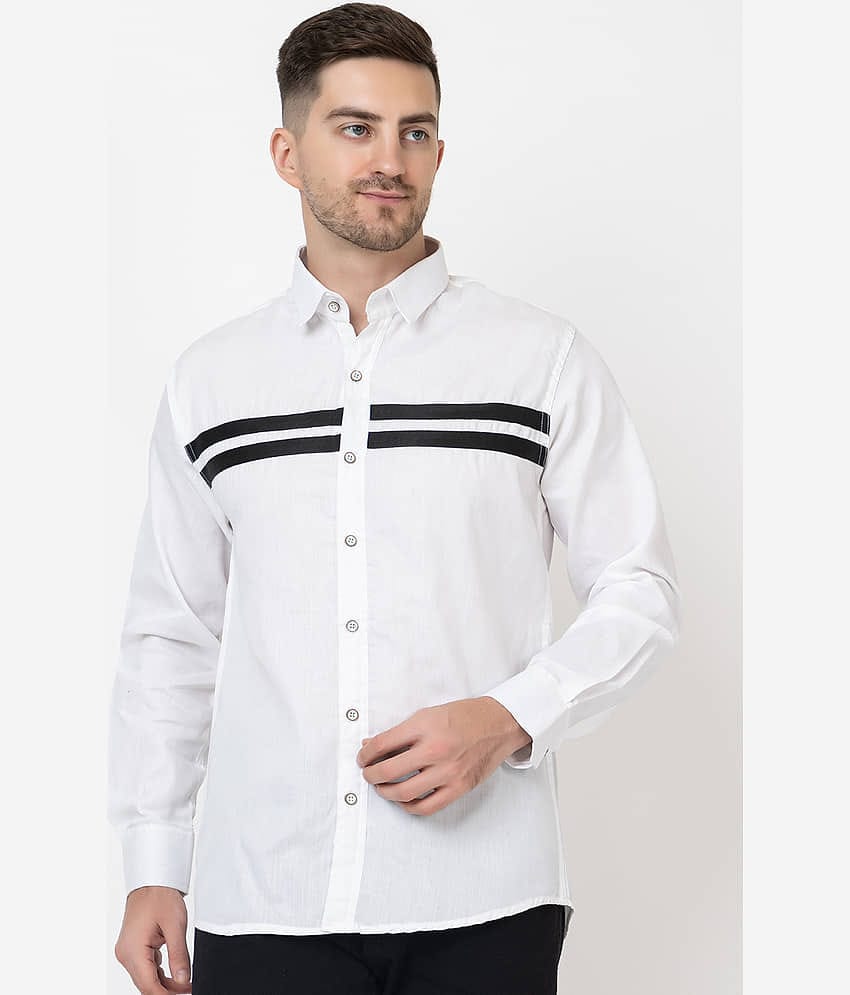 MODERNITY Cotton Blend Regular Fit Striped Full Sleeves Men's Casual Shirt - White ( Pack of 1 )