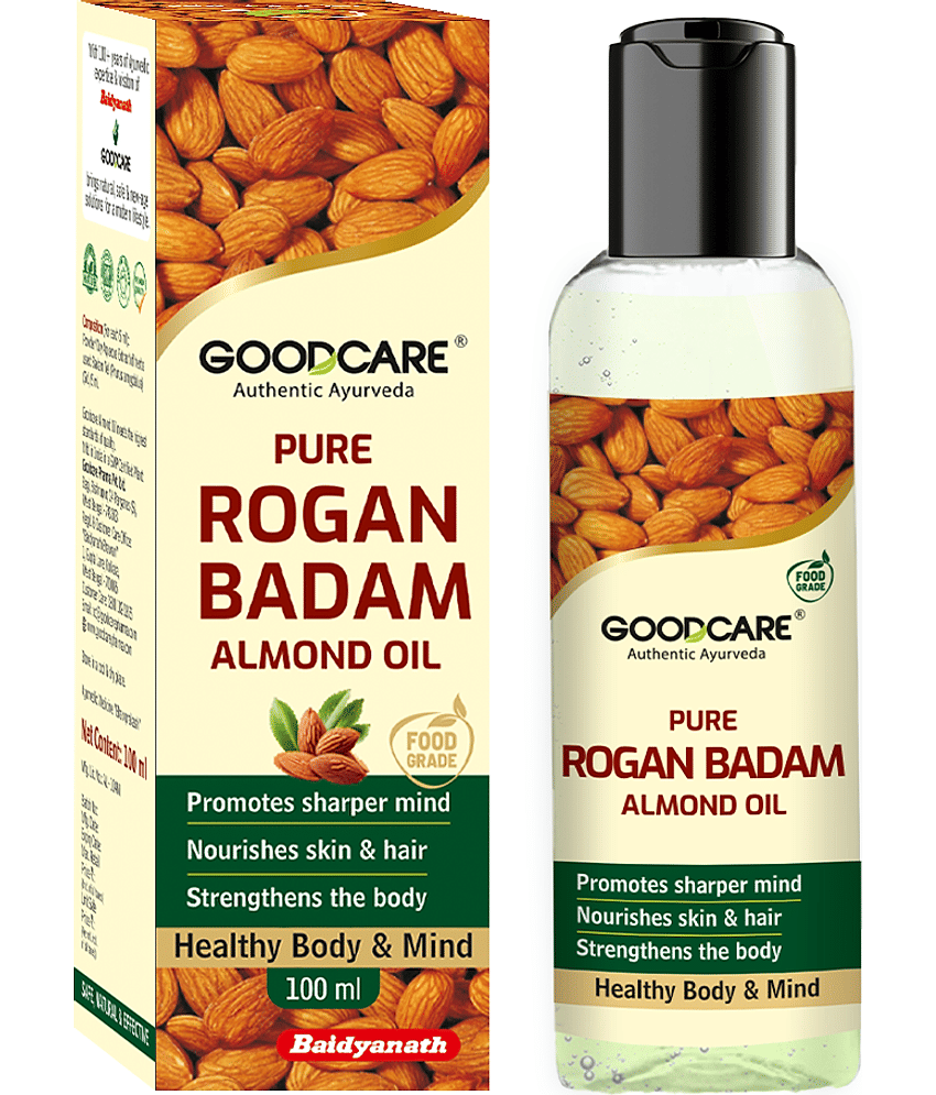 Goodcare Rogan Badam Oil, 100% Pure Ayurvedic Almond Oil for Hair Growth, Glowing Skin, Brain Health, No Mineral Oil 100ml