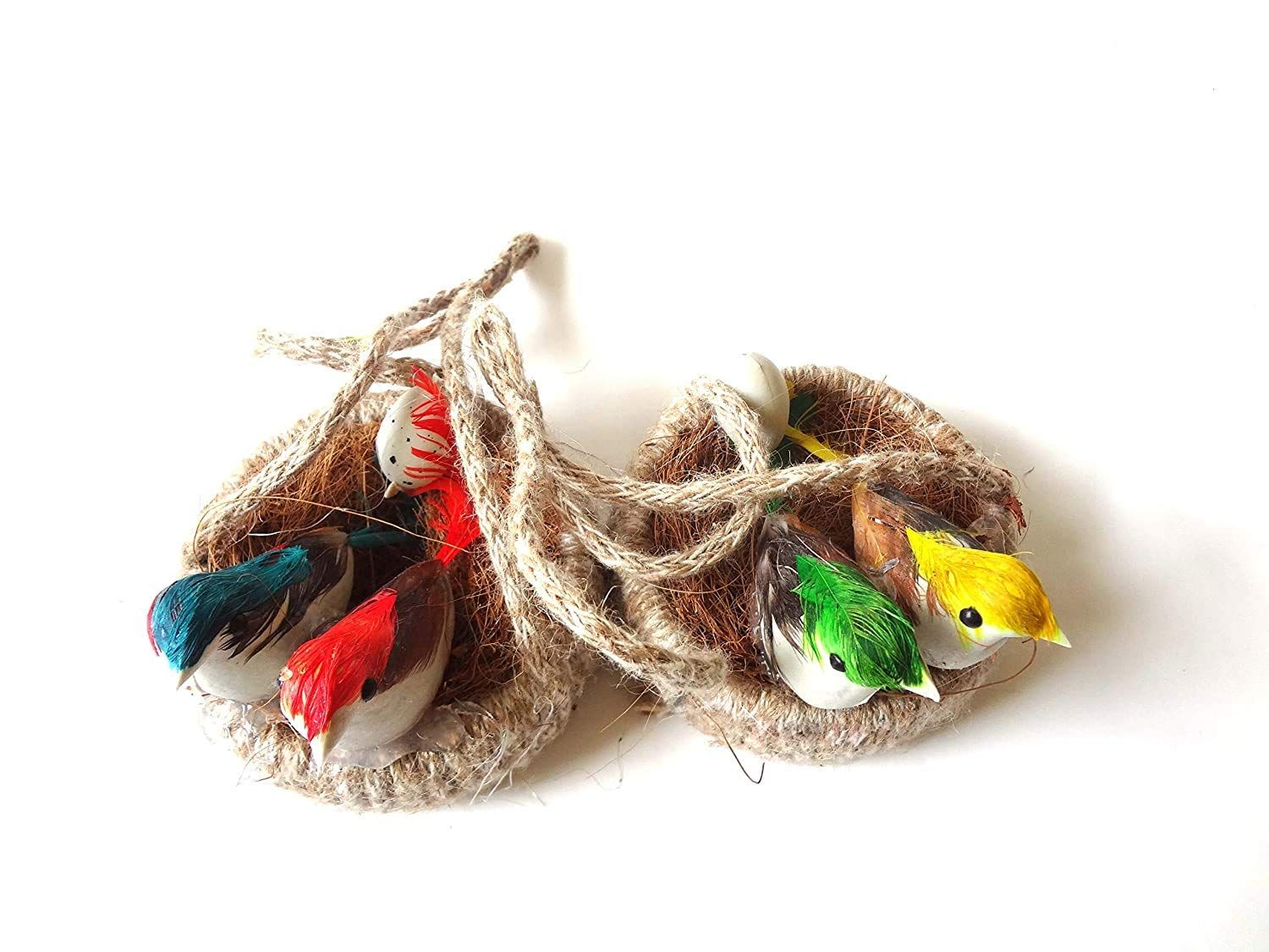 Nawani Rope Made Hanging Bird Nest (Multicolour) - Pack of 2