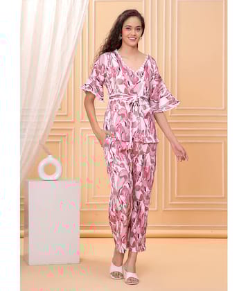 JAI SHIVAM TRADERS Women Printed Top With Trousers Co-Ord Set ( Red )