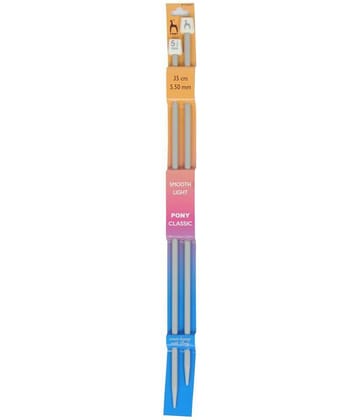 Pony Classic Knitting Pins Pair Smooth Light 35 cm Long Plastic Needles (No 5.50 mm)