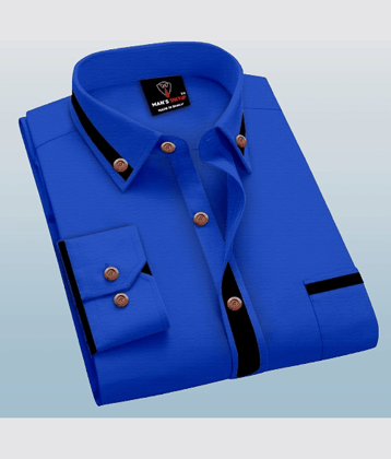 MAN'SSUITUP Cotton Blend Regular Fit Solids Full Sleeves Men's Casual Shirt - Dark Blue ( Pack of 1 )