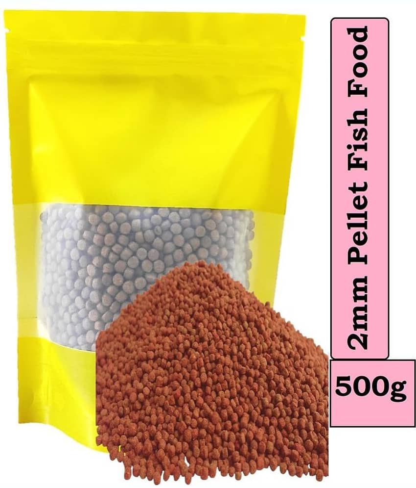 Fish Food for Aquarium with Protein | Aquarium Fish Food for All Small and Medium Tropical Fishes| Daily Nutrition Pellet Fish Feed for Health & Growth | 2mm | 500g Fish Food