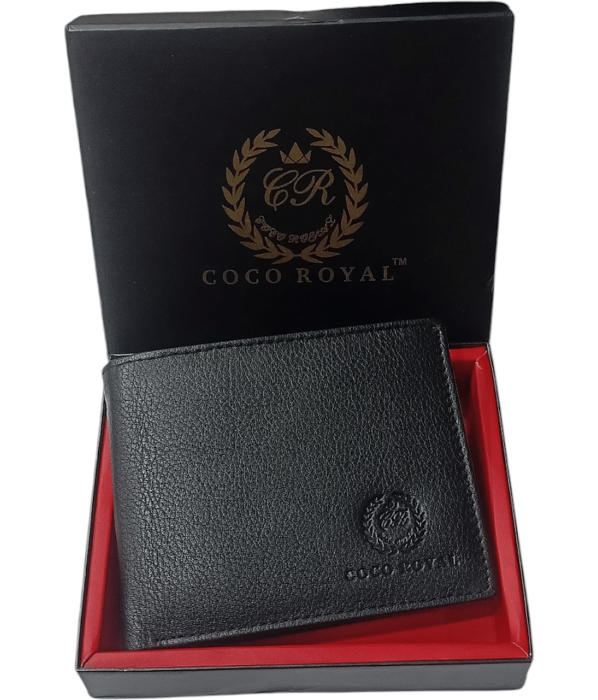 COCO ROYAL 100% Leather Solid Men's Two Fold Wallet With 9 Slots For Card ( Black , Pack of 1 )