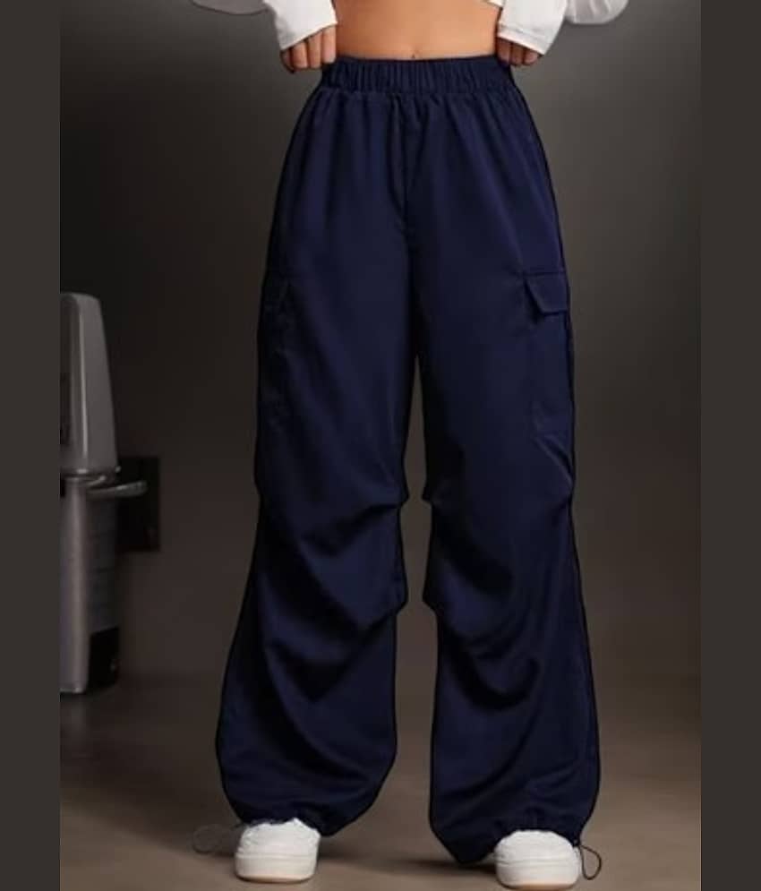 Broadstar Pack of 1 Polyester Baggy Women's Cargo Pants ( Navy )