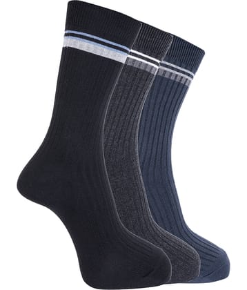 Dollar Pack of 3 Men's Cotton Blend Full Length Socks ( Multicolor )