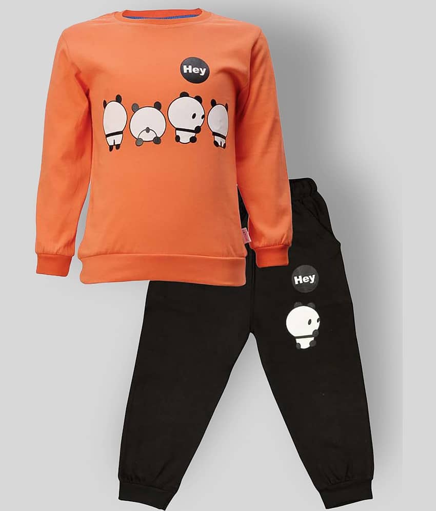 CATCUB Pack of 1 Baby Boys Cotton Blend Top & Trouser ( Orange )