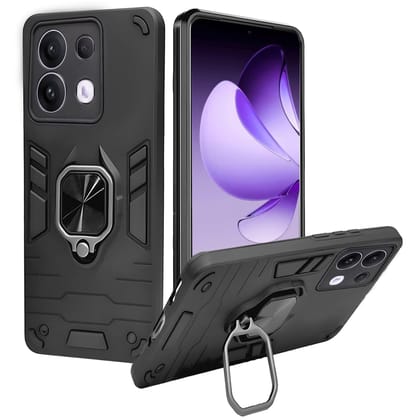 A rtistque Tough Armor Bumper Back Case Cover for Oppo Reno 13 Pro 5G | Stylish Ring Holder & Inbuilt Stand | Shockproof TPU Protective Design | 360 Degree | Oppo Reno 13 Pro 5G Back Cover - Black A rtistque Tough Armor Bumper Back Case Cover for Oppo Re