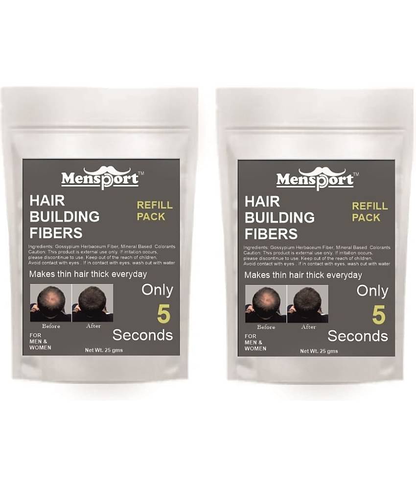 Mensport Hair Building Fiber Instant Fuller Hair Refill Pack (Black) 25 gm Pack of 2