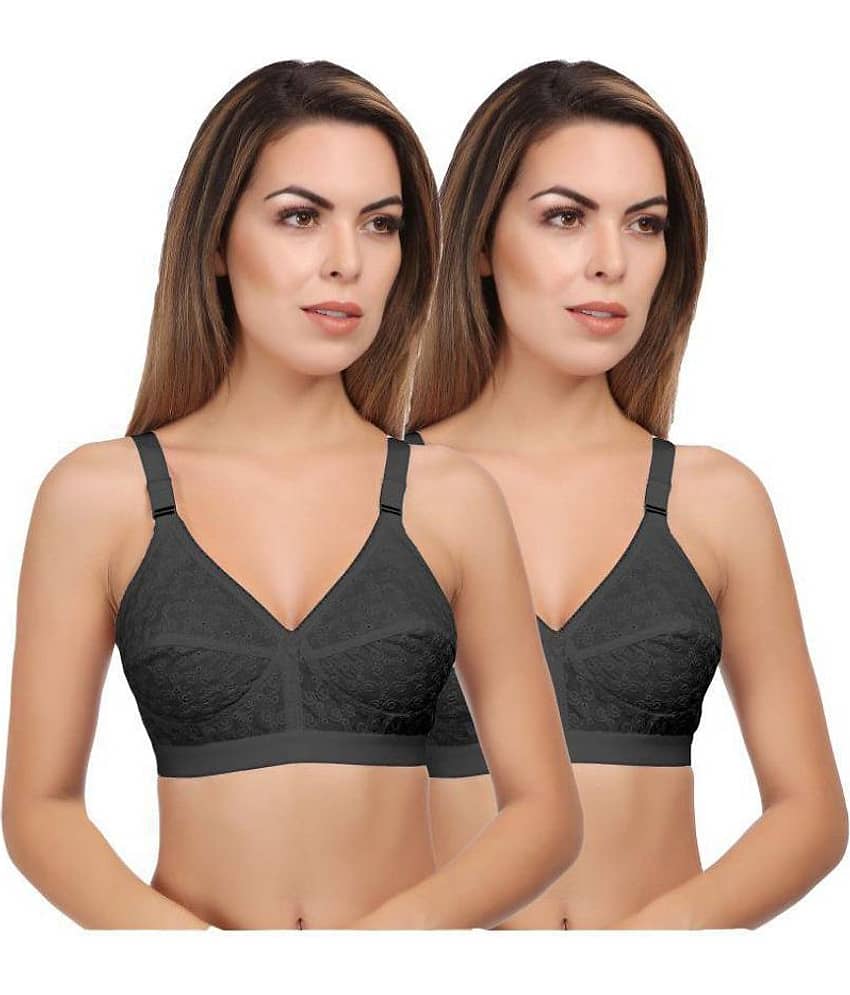 Eve's Beauty Pack of 2 Cotton Non Padded Women's Bralette Bra ( Gray )