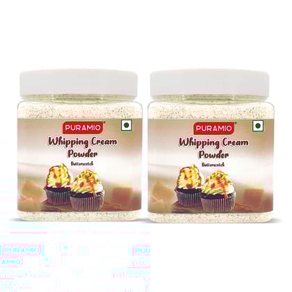 Puramio Whipping Cream Powder (Butterscotch), 250 gm Each - Pack of 2